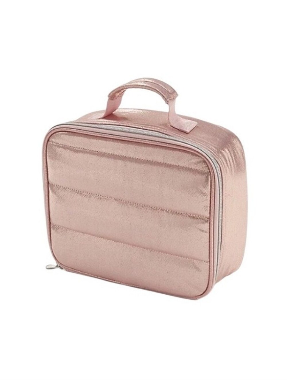 Justice Girls Pink Rose Gold Metallic Shine Lunch Box Tote Bag NEW WITH TAGS